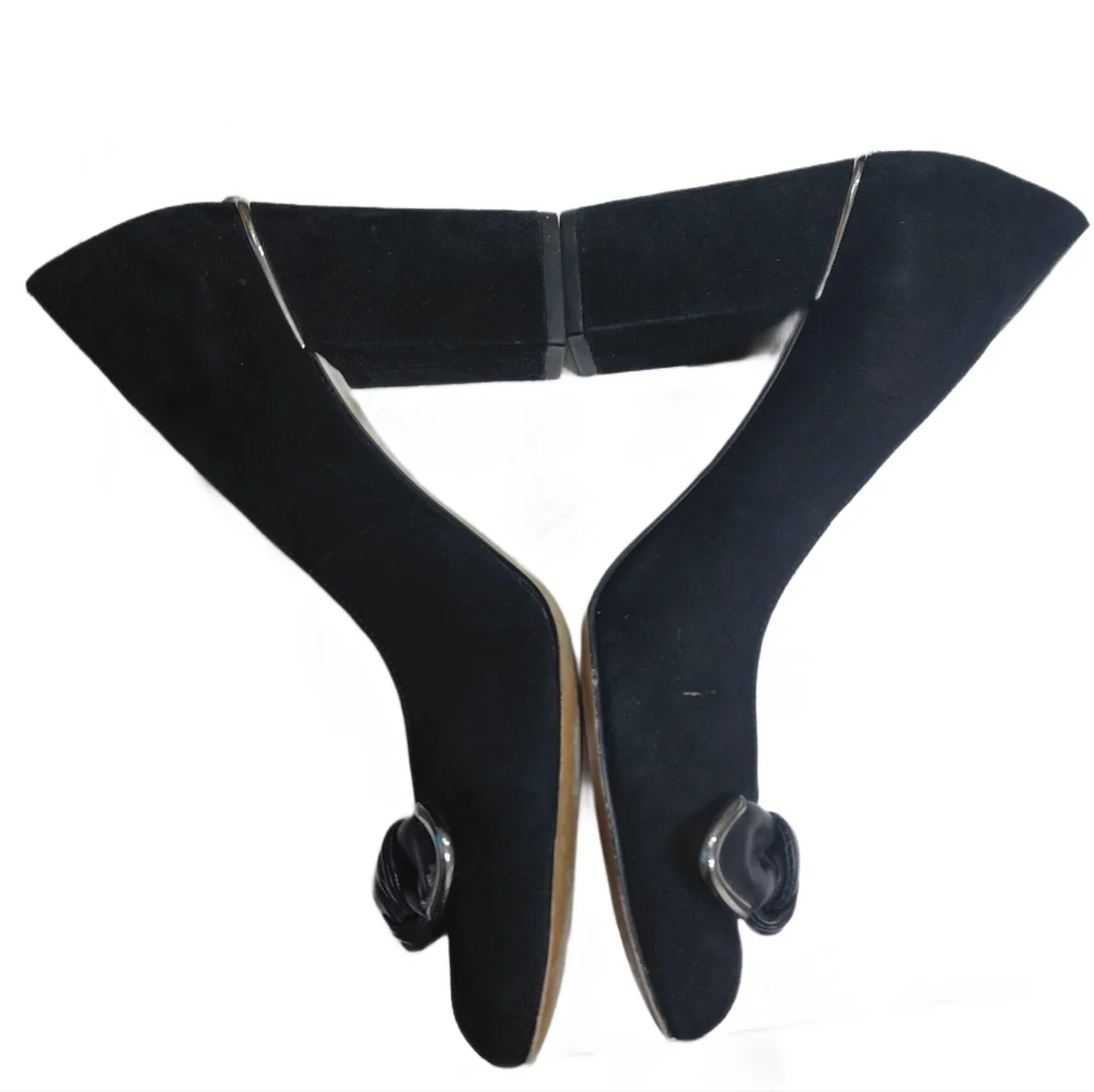 Michael Kors Liza Black Suede Block Heel Pumps Size 7 M - Picture 4 of 13